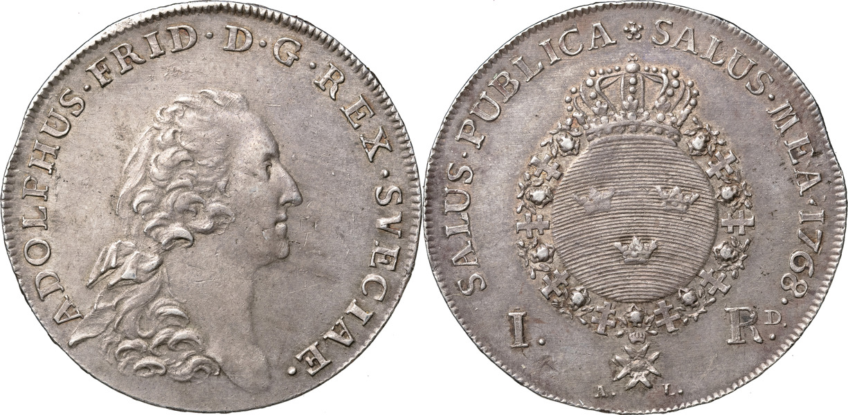 ADOLF FREDRIK (1751-1771). STOCKHOLM. Riksdaler 1768