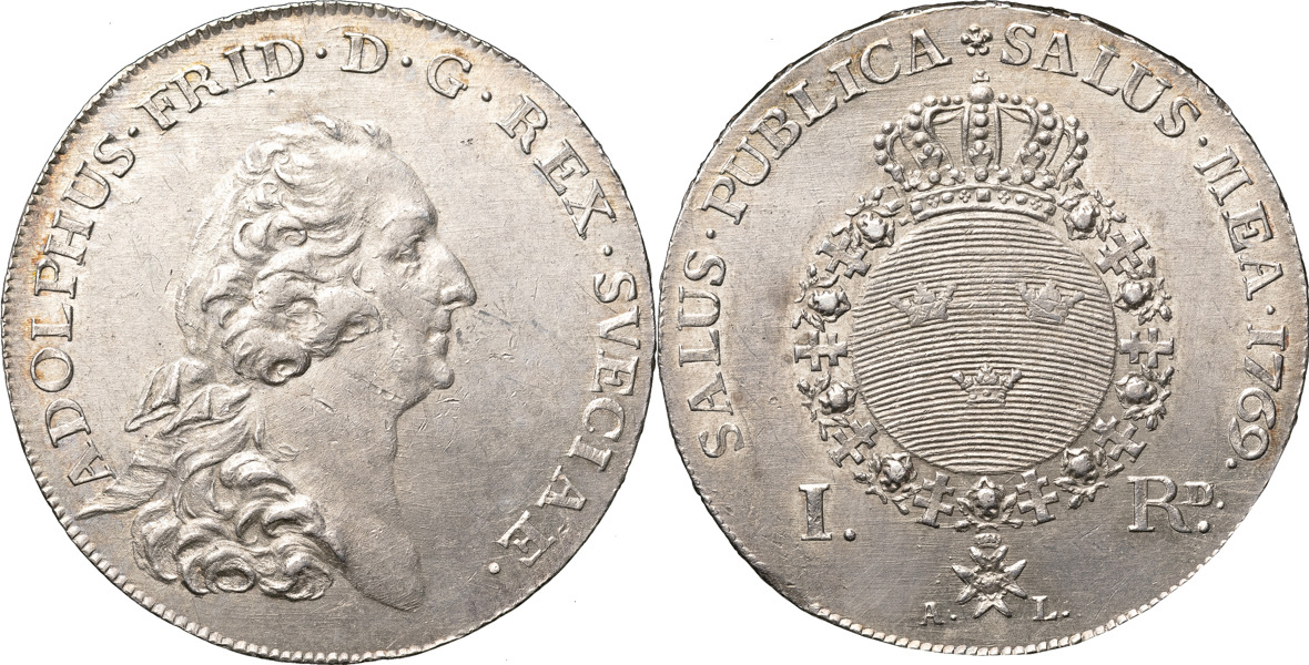 ADOLF FREDRIK (1751-1771). STOCKHOLM. Riksdaler 1769