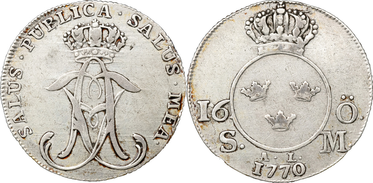 ADOLF FREDRIK (1751-1771). STOCKHOLM. 16 öre SM 1770