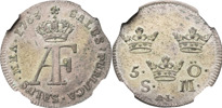 ADOLF FREDRIK (1751-1771). STOCKHOLM. 5 öre 1763
