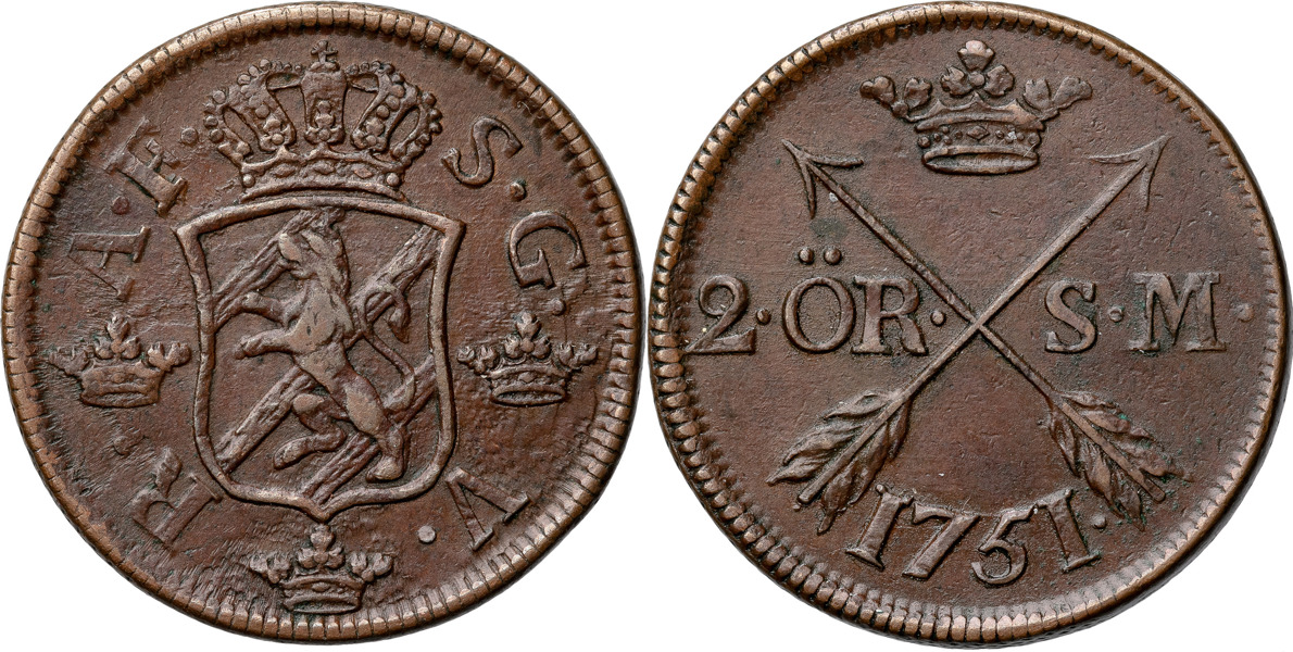 ADOLF FREDRIK (1751-1771). AVESTA. 2 öre SM 1751