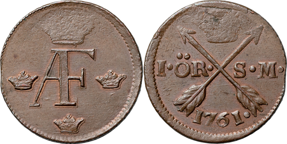 ADOLF FREDRIK (1751-1771). AVESTA. Öre SM 1761