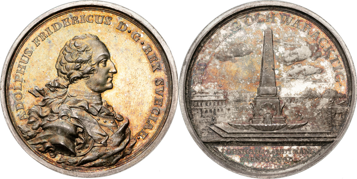 ADOLF FREDRIK (1751-1771). Belöningsmedalj för uppförande av stenhus på landet 1765
