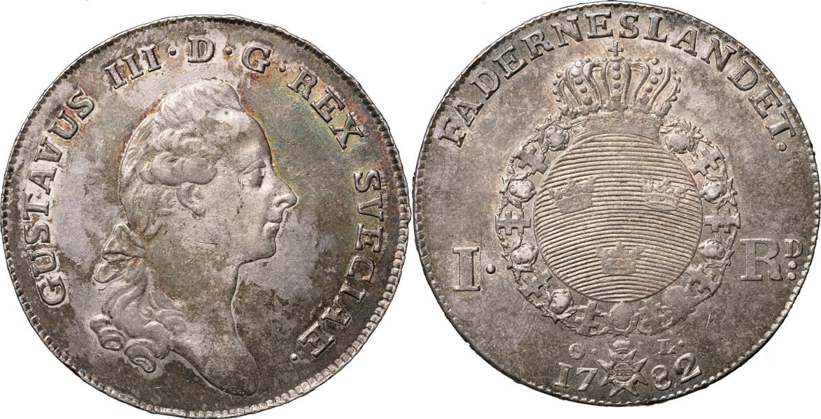 GUSTAV III (1771-1792). STOCKHOLM. Riksdaler 1782