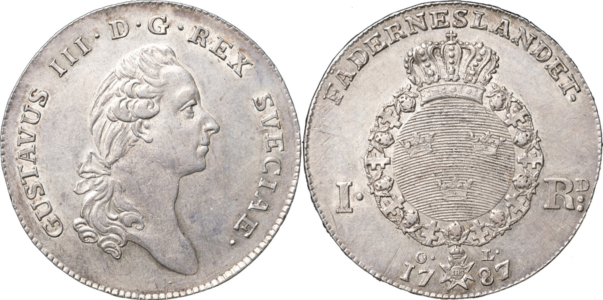 GUSTAV III (1771-1792). STOCKHOLM. Riksdaler 1787