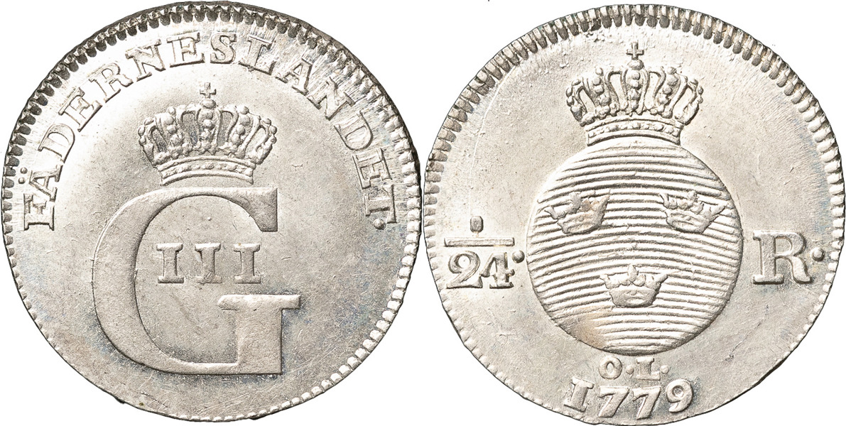 GUSTAV III (1771-1792). STOCKHOLM. 1/24 riksdaler 1779