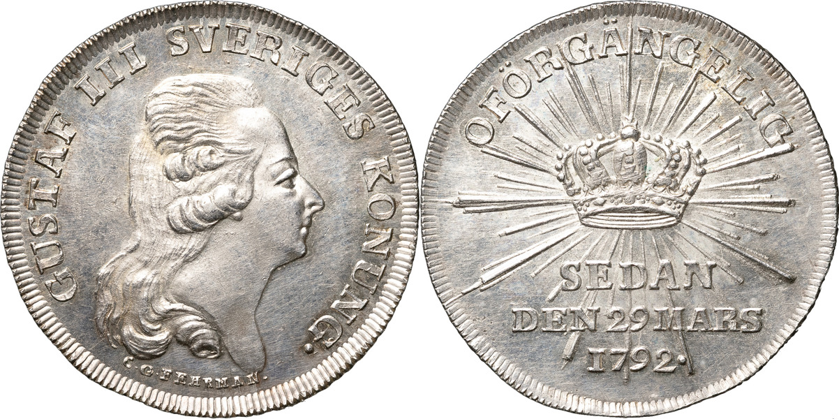 GUSTAV III (1771-1792). STOCKHOLM. 1/3 riksdaler 1792