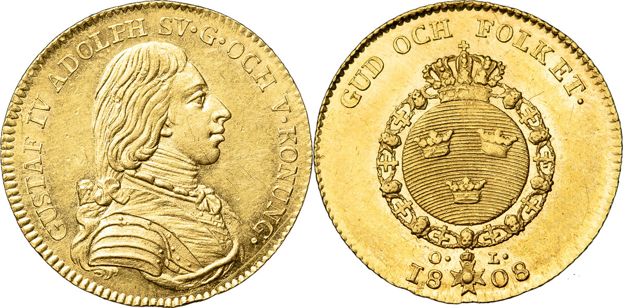 GUSTAV IV ADOLF (1792-1809). STOCKHOLM. Dukat 1808