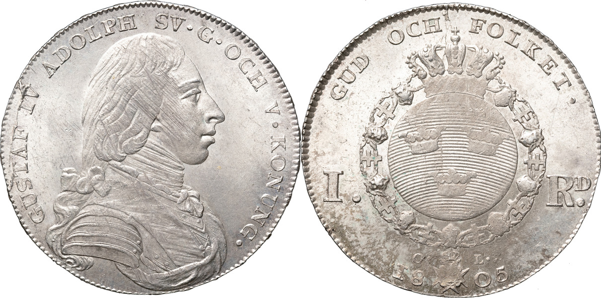 GUSTAV IV ADOLF (1792-1809). STOCKHOLM. Riksdaler 1805