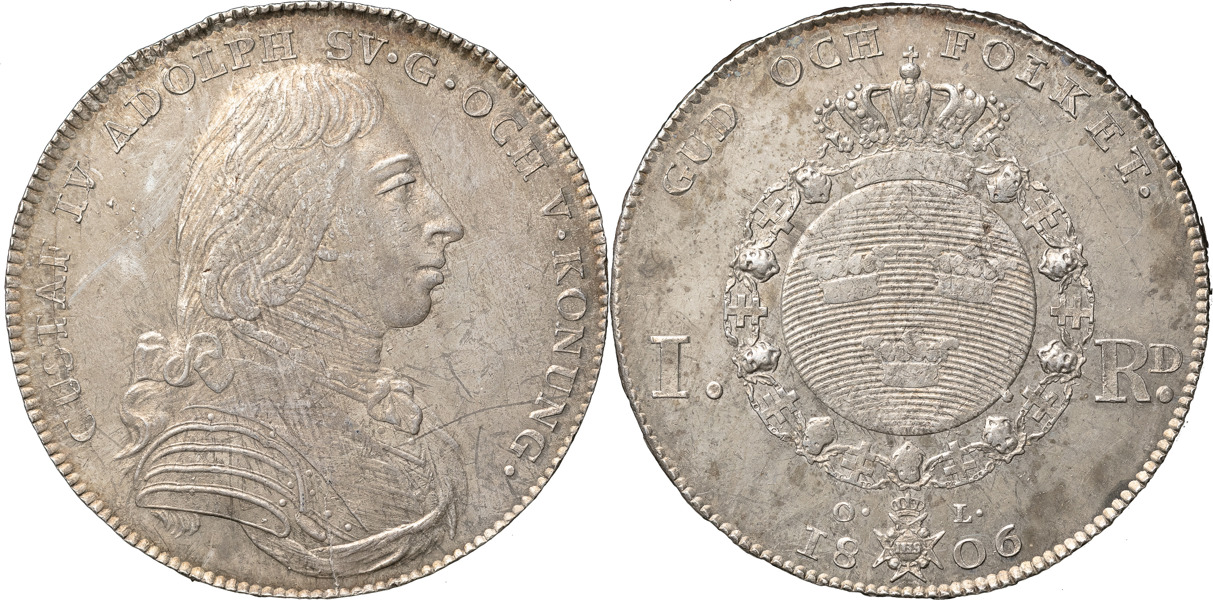 GUSTAV IV ADOLF (1792-1809). STOCKHOLM. Riksdaler 1806