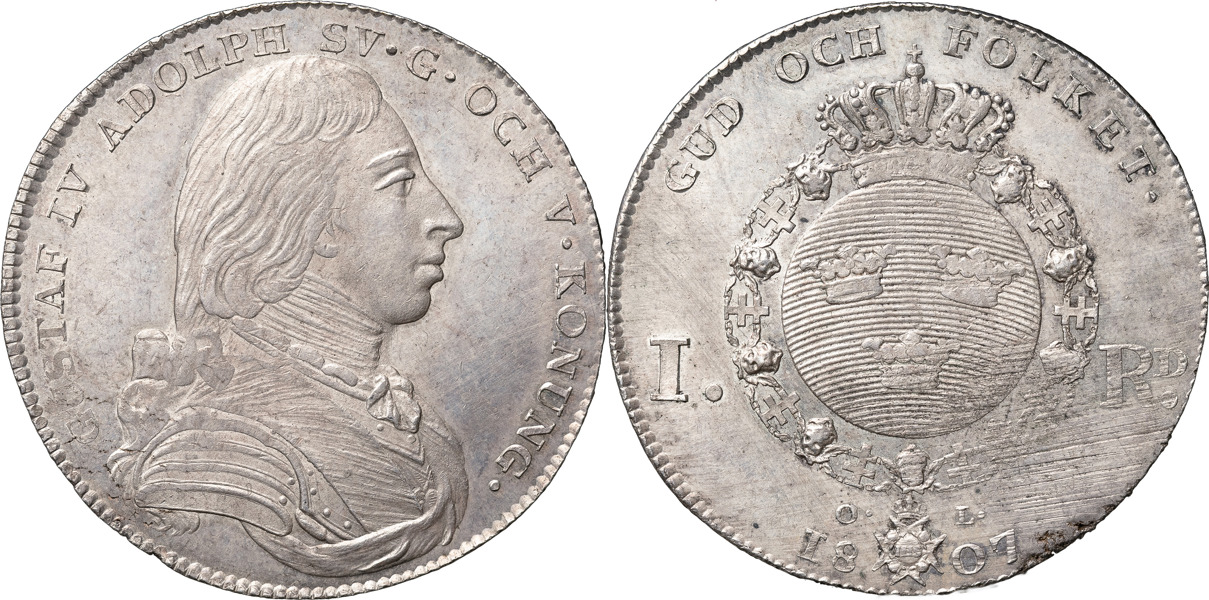 GUSTAV IV ADOLF (1792-1809). STOCKHOLM. Riksdaler 1807