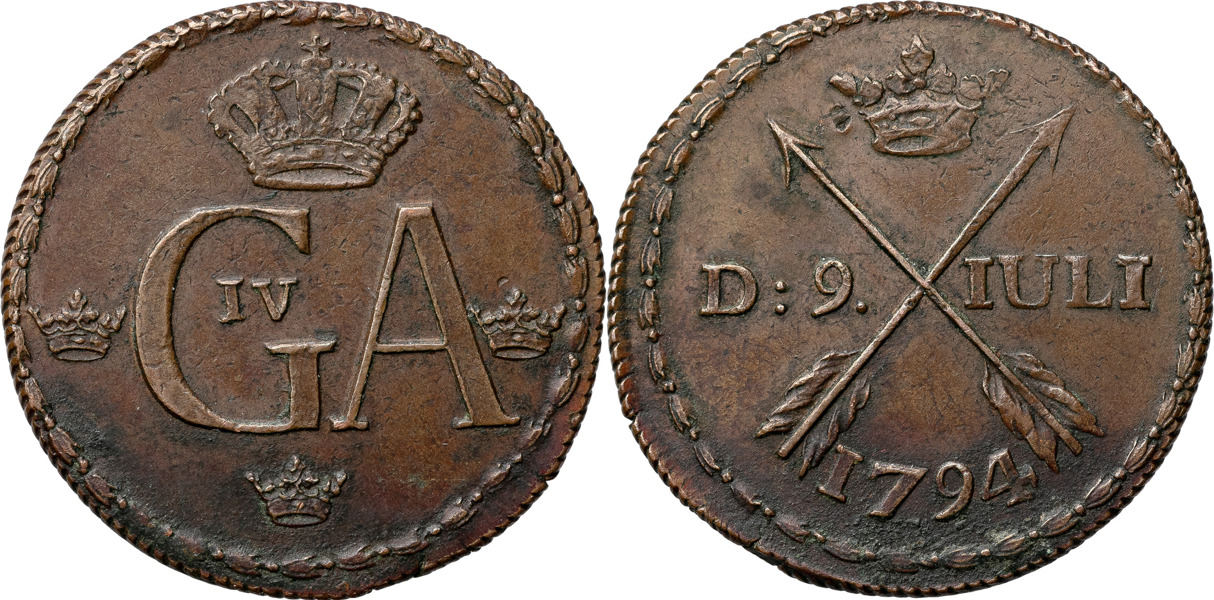 GUSTAV IV ADOLF (1792-1809). AVESTA. 1/2 skilling 1794