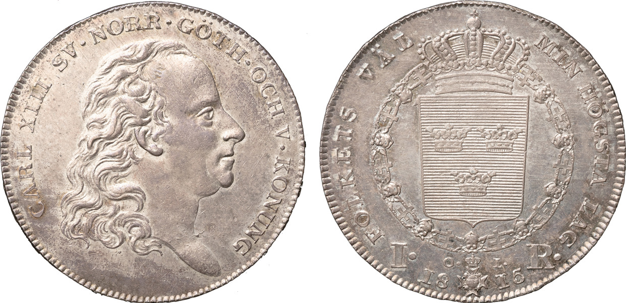 KARL XIII (1809-1818). STOCKHOLM. Riksdaler 1815