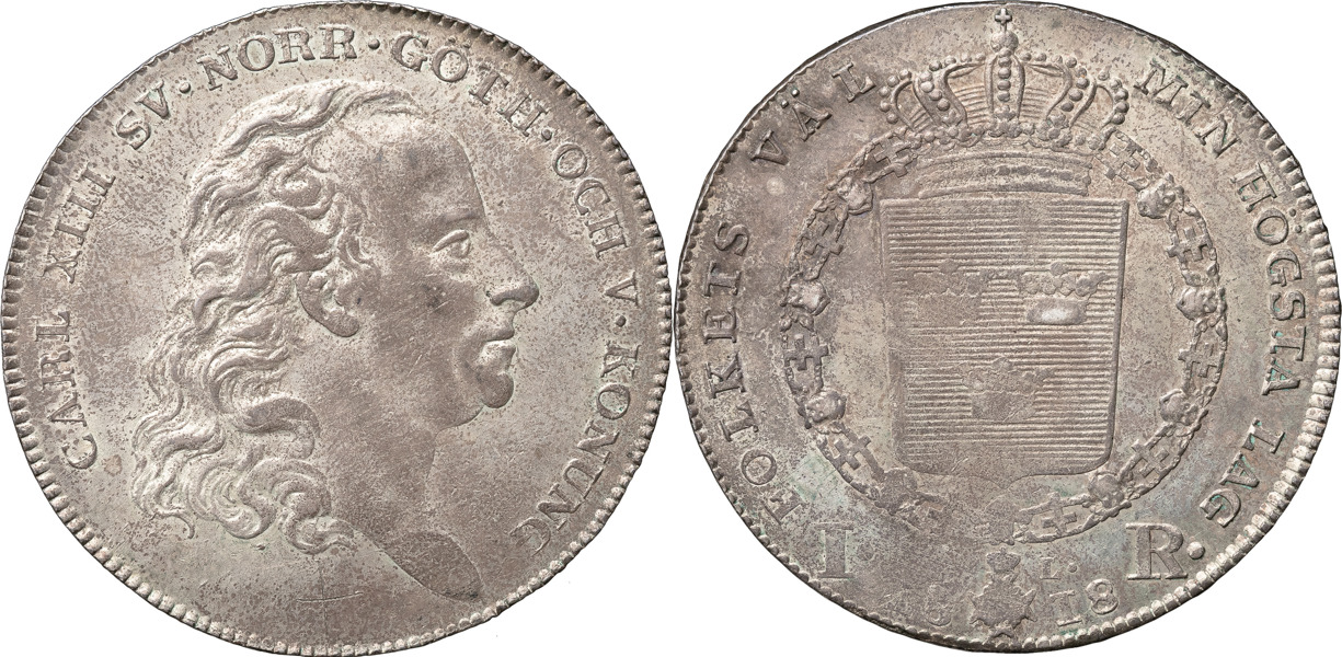 KARL XIII (1809-1818). STOCKHOLM. Riksdaler 1818