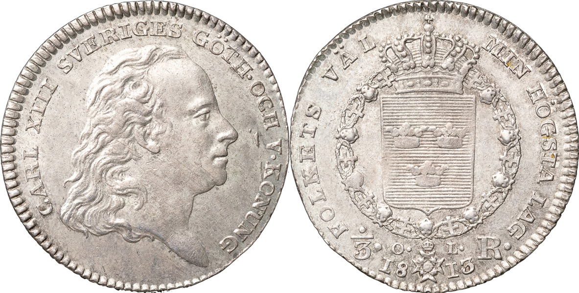 KARL XIII (1809-1818). STOCKHOLM. 1/3 riksdaler 1813