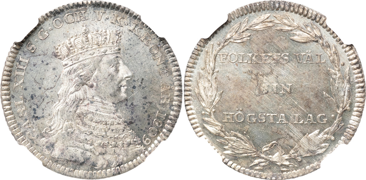 KARL XIII (1809-1818). STOCKHOLM. 1/3 riksdaler 1809