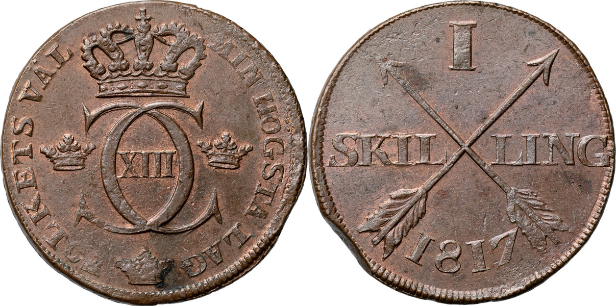 KARL XIII (1809-1818). AVESTA. Skilling 1817