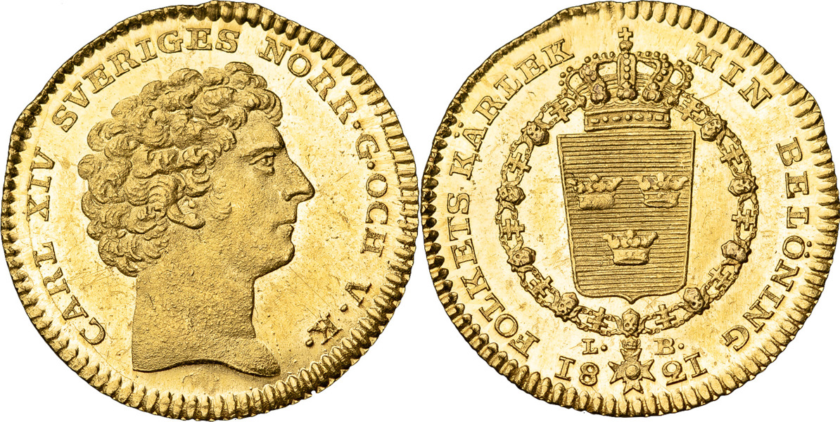 KARL XIV JOHAN (1818-1844). STOCKHOLM. Dukat 1821