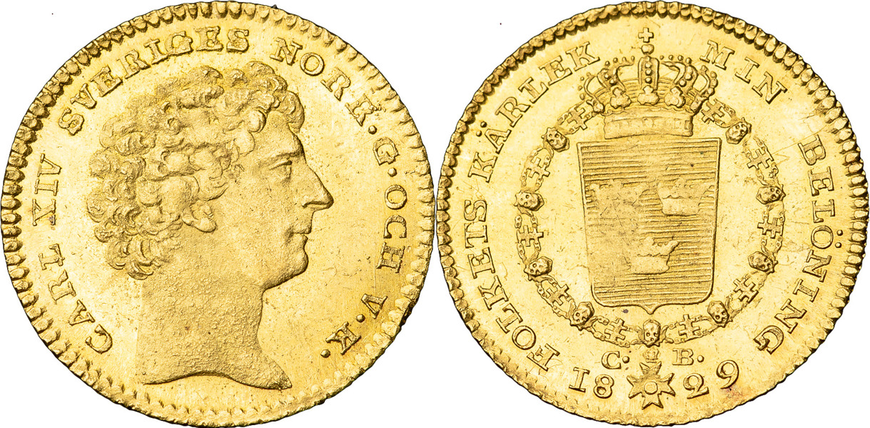 KARL XIV JOHAN (1818-1844). STOCKHOLM. Dukat 1829