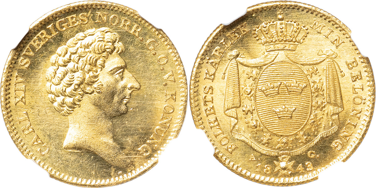 KARL XIV JOHAN (1818-1844). STOCKHOLM. Dukat 1843