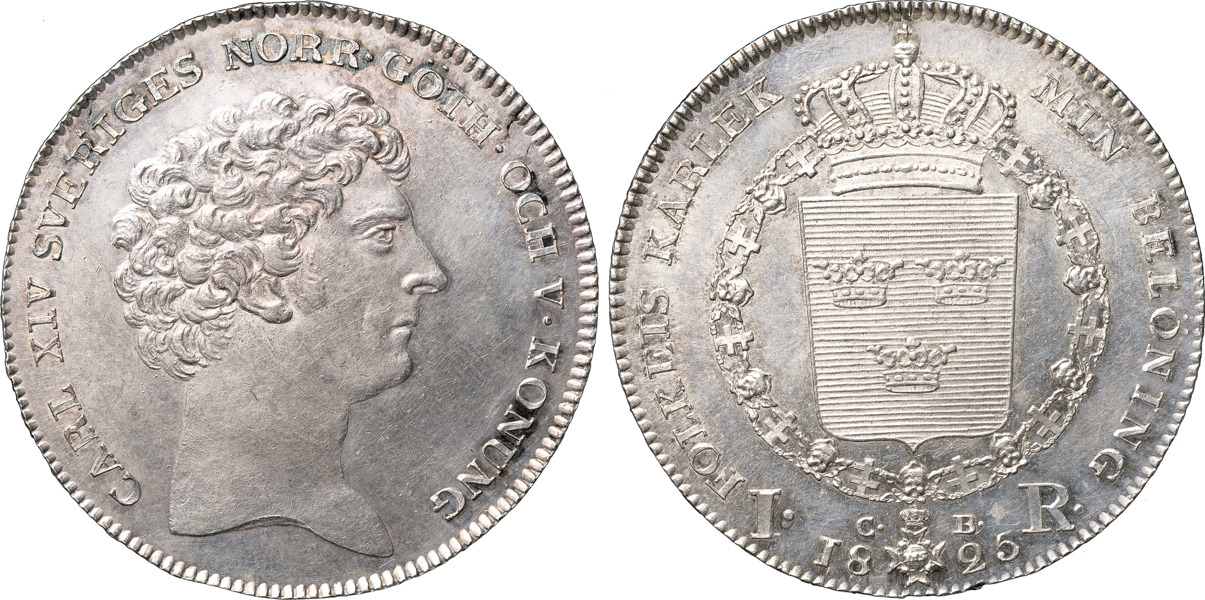 KARL XIV JOHAN (1818-1844). STOCKHOLM. Riksdaler 1825