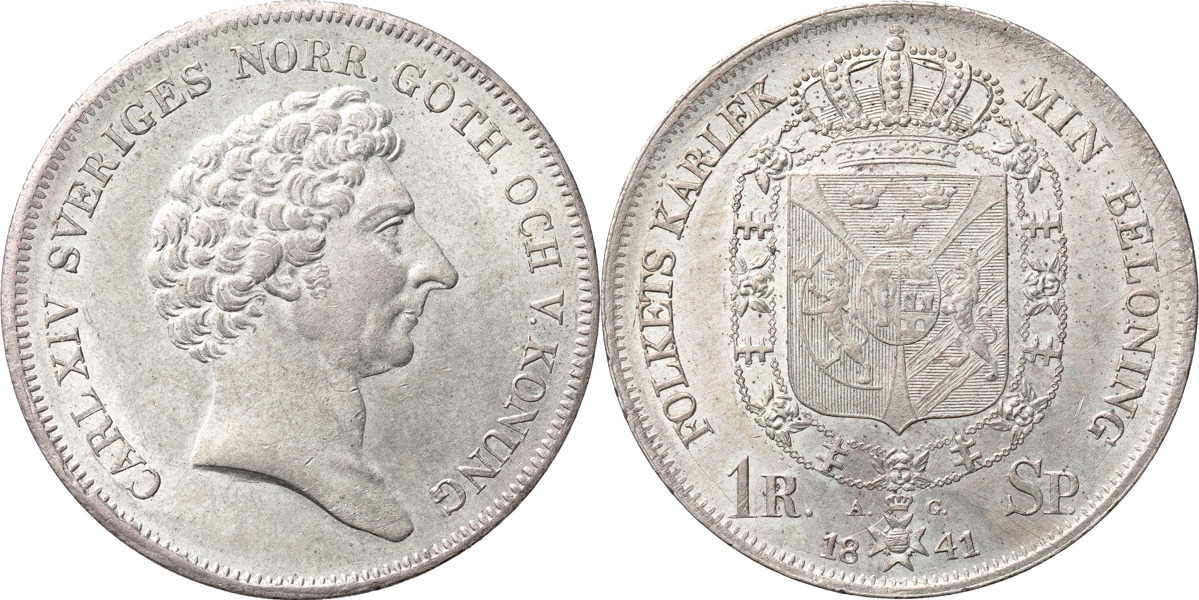 KARL XIV JOHAN (1818-1844). STOCKHOLM. Riksdaler specie 1841