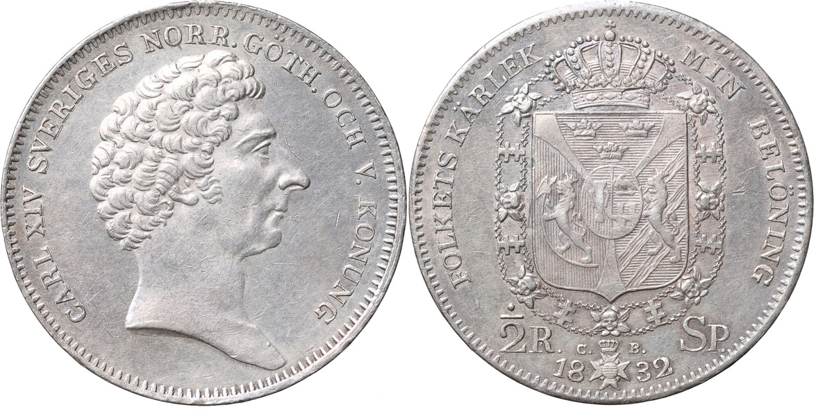 KARL XIV JOHAN (1818-1844). STOCKHOLM. 1/2 riksdaler specie 1832