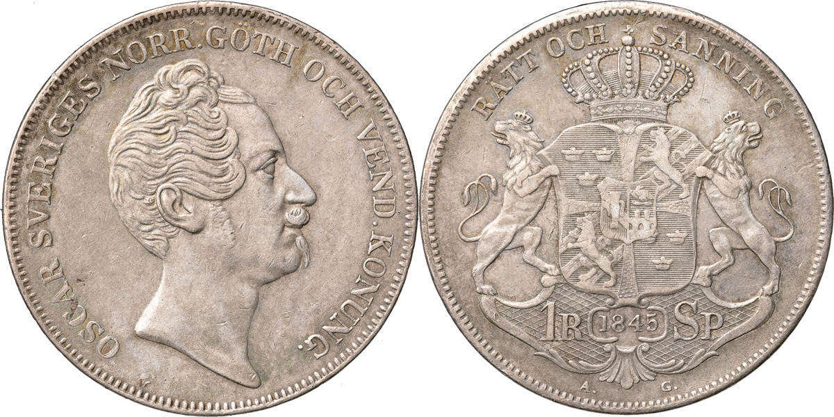 OSKAR I (1844-1859). Riksdaler specie 1845