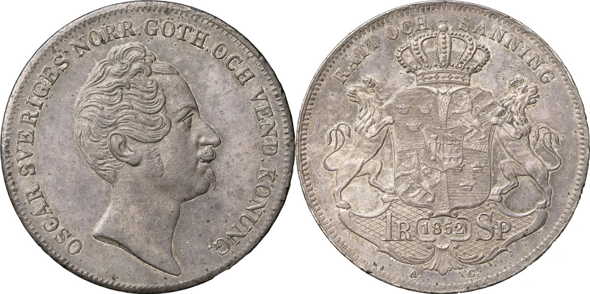OSKAR I (1844-1859). Riksdaler specie 1852