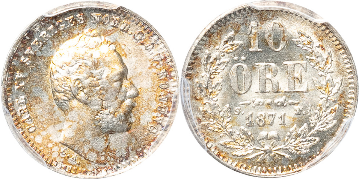 KARL XV (1859-1872). 10 öre 1871