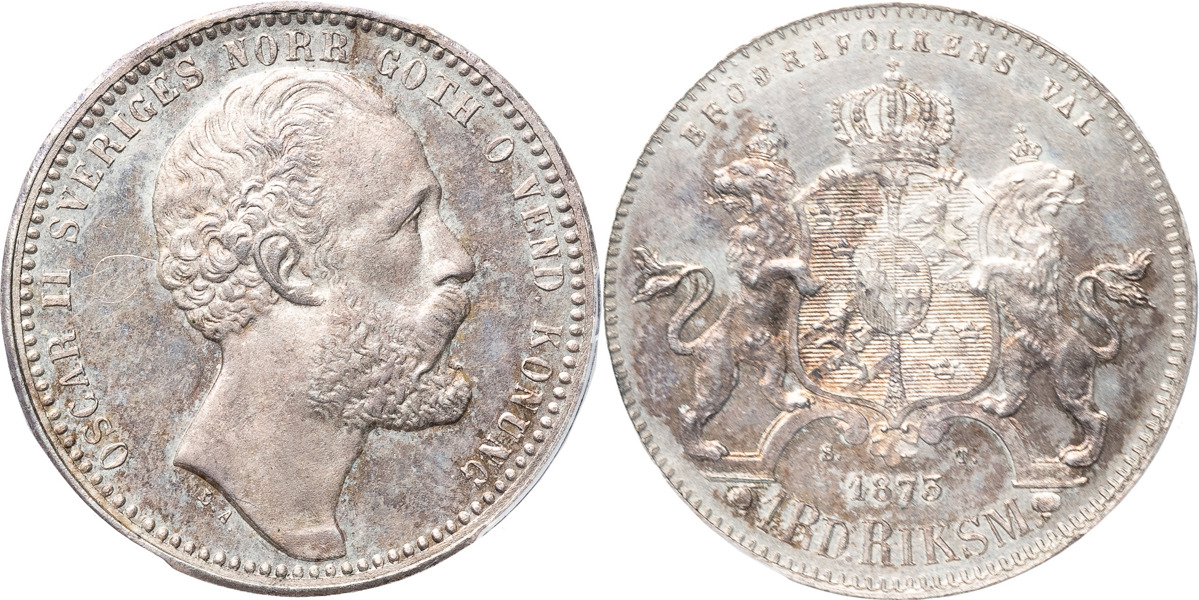 OSKAR II (1872-1907). Riksdaler riksmynt 1873
