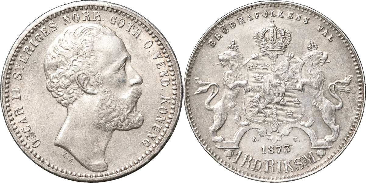 OSKAR II (1872-1907). Riksdaler riksmynt 1873
