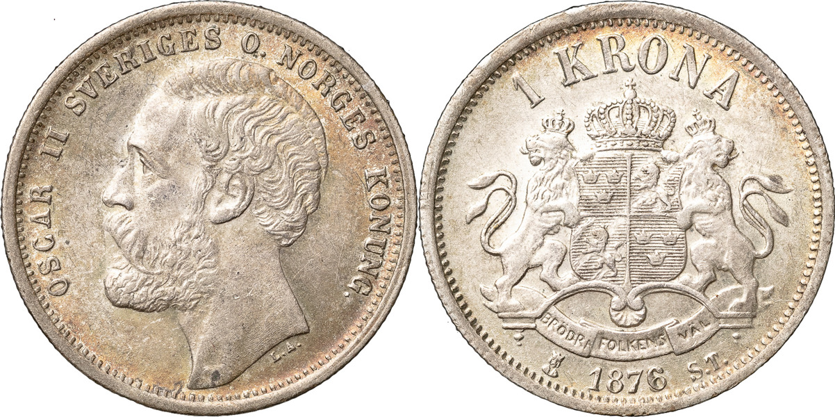 OSKAR II (1872-1907). Krona 1876