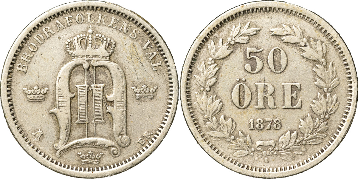 OSKAR II (1872-1907). 50 öre 1878