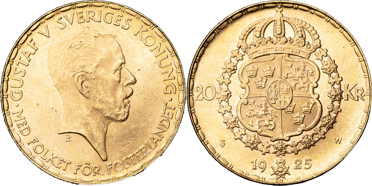 GUSTAV V (1907-1950). 20 kronor 1925