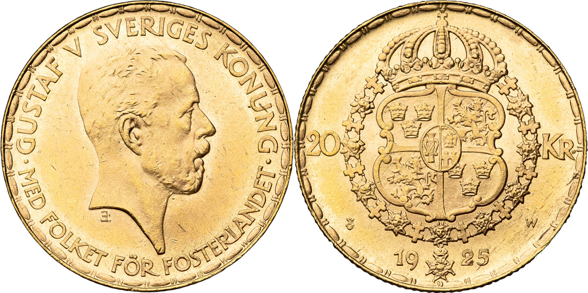 GUSTAV V (1907-1950). 20 kronor 1925