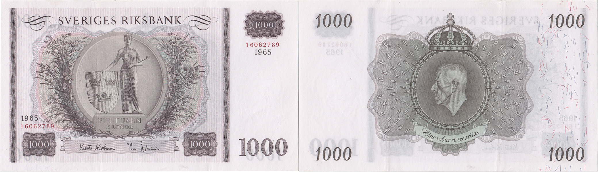 SEDLAR / BANKNOTES. 1000 kronor 1965