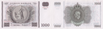SEDLAR / BANKNOTES. 1000 kronor 1965