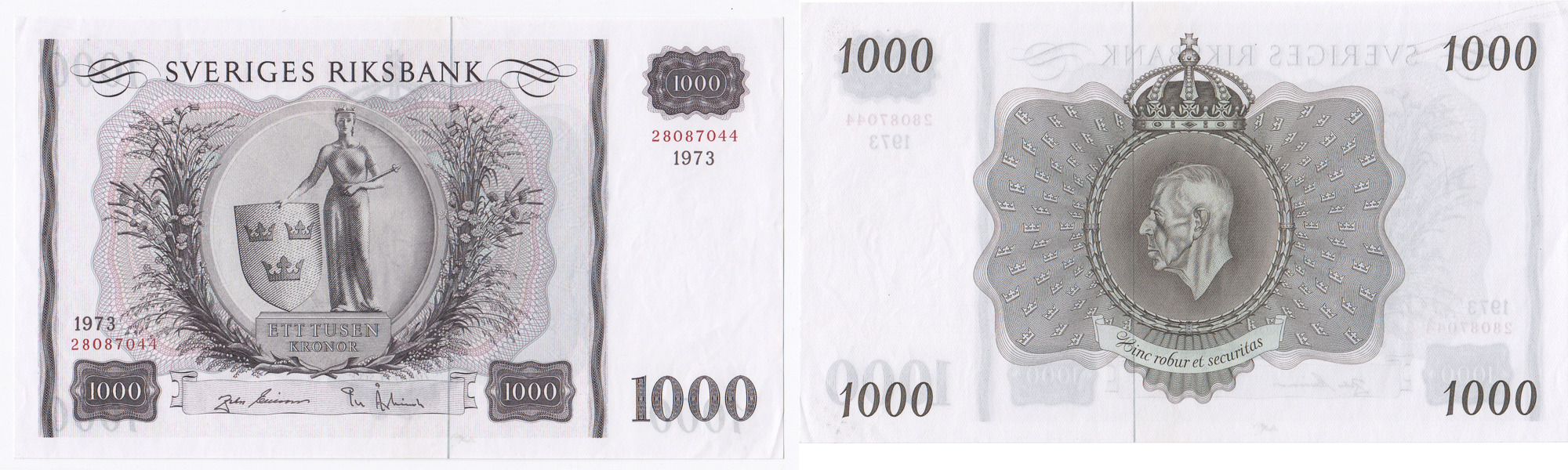 SEDLAR / BANKNOTES. 1000 kronor 1973