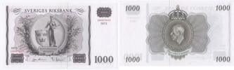 SEDLAR / BANKNOTES. 1000 kronor 1973