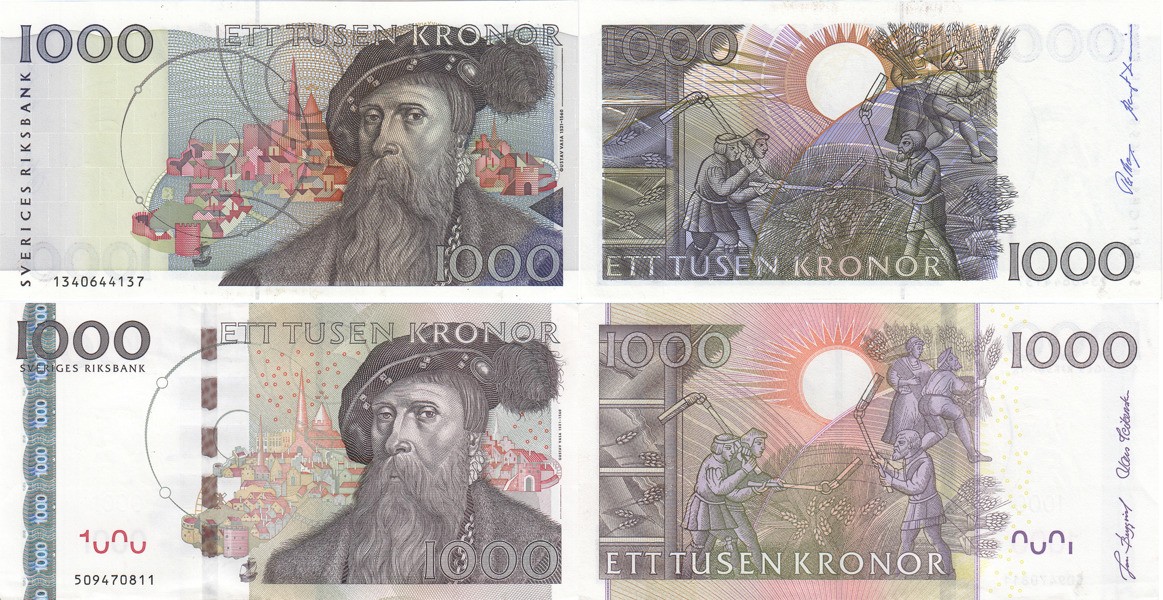 SEDLAR / BANKNOTES. 1000 kronor 1991
