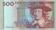 SEDLAR / BANKNOTES. 500 kronor 1985