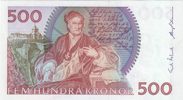 SEDLAR / BANKNOTES. 500 kronor 1985