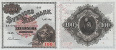 SEDLAR / BANKNOTES. 100 kronor 1945