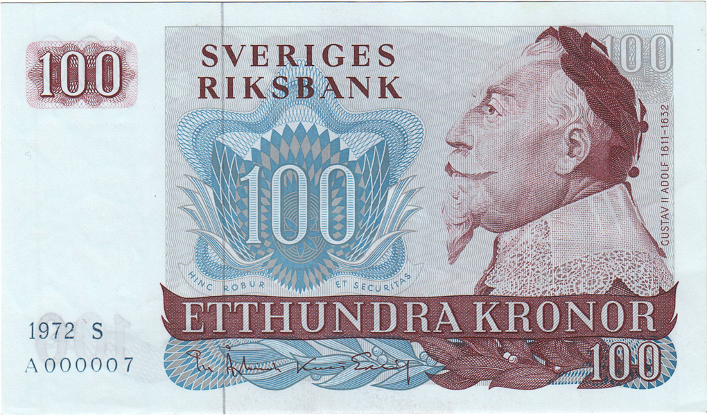 SEDLAR / BANKNOTES. 100 kronor 1972