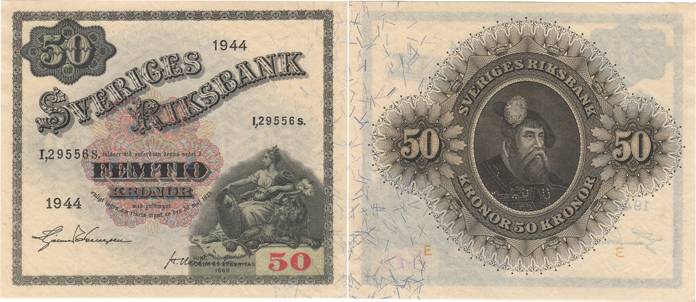 SEDLAR / BANKNOTES. 50 kronor 1944