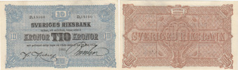 SEDLAR / BANKNOTES. 10 kronor 1891