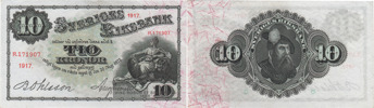 SEDLAR / BANKNOTES. 10 kronor 1917