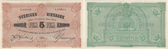 SEDLAR / BANKNOTES. 5 kronor 1889