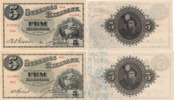 SEDLAR / BANKNOTES. 5 kronor 1914, 1917
